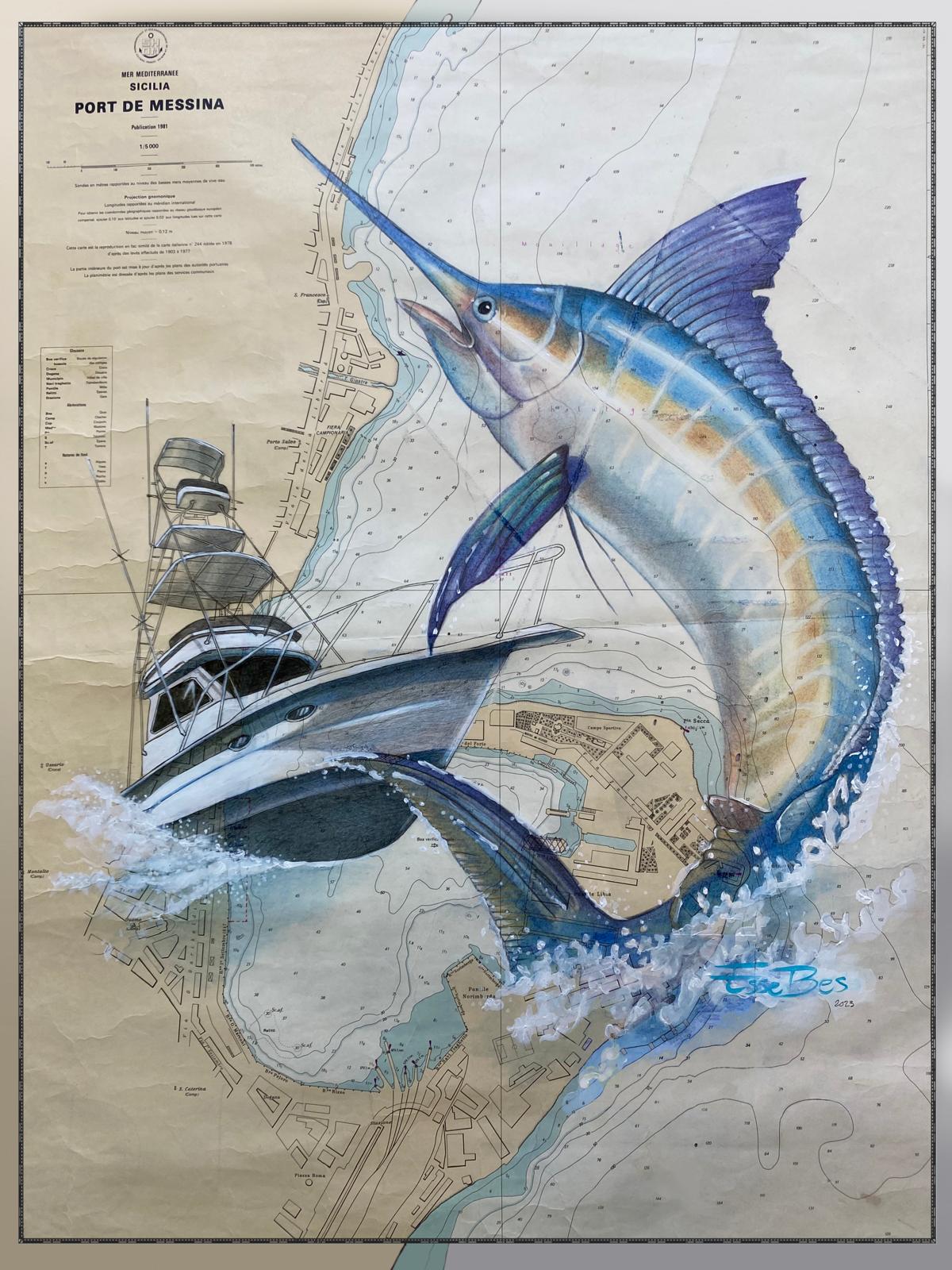 Blue Marlin & Sportfisher on Port of Messina Nautical Chart