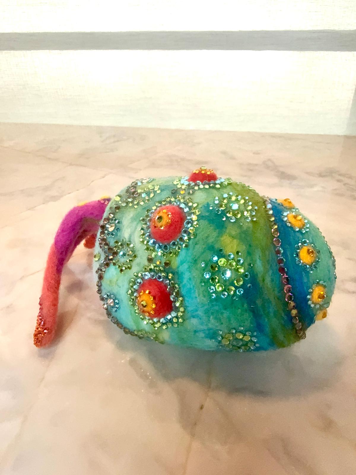 One-of-a-Kind Rhinestone Bedazzled Needle-Felt Hermit Crab by Essebes