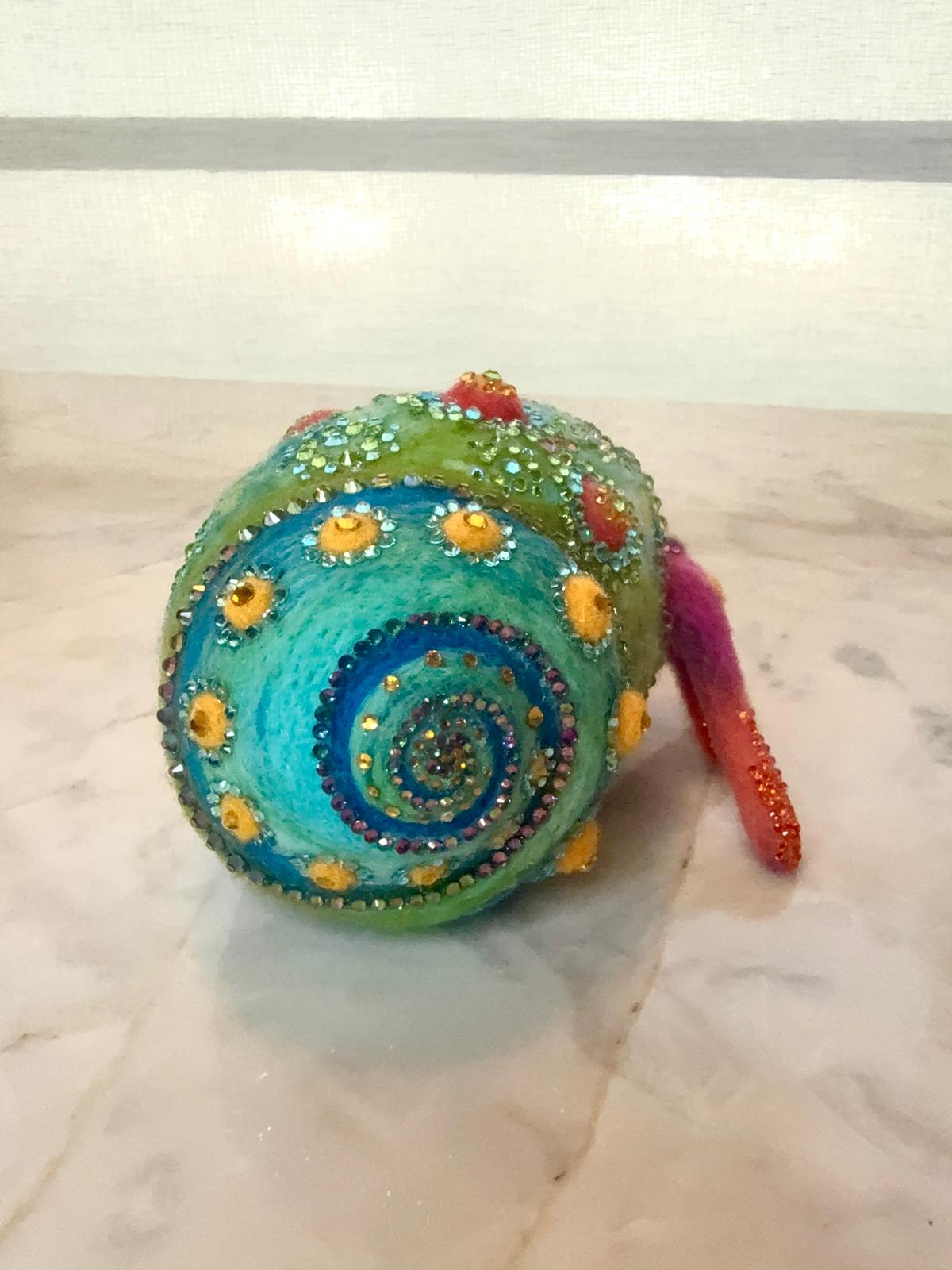 One-of-a-Kind Rhinestone Bedazzled Needle-Felt Hermit Crab by Essebes